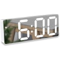 Miniatyrbild 1 av 4: Spegelväckarklocka, digital väckarklocka med 6,5\" LED-display för datum/temperatur, justerbar ljusstyrka Snooze-väckarklocka för resor/sovrum/kontor/kök, USB -driven och batteribackup-vit