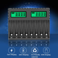 Miniatyrbillede 2 af 5: 8-Slots Batterilader med LCD-Skærm Intelligent til AA/AAA NiCd NiMh Genopladelige Batterier Opladning aa aaa lader Sort