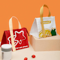 Miniatyrbillede 3 af 5: Bento-taske Foldbar Vandafvisende Oxfordstof Student Lunchbox Tote White