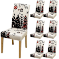 Miniatyrbild 1 av 8: 4/6-pack Julstolsöverdrag, 17,7 tum Stretchöverdrag för Matstolar, Julgransdekoration 6pcs #-6