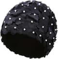 Blomstrete Badehette Dame Blomst Badehette Dame Mote Badehette Super Stretch Badehette Elastisk Dusjhette black