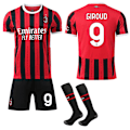 Pikkukuva 1 / 2: AC Milan Kotipeliasu Lapsille Aikuisille Jalkapallopaita Pelinumero 9 GIROUD 2024-2025 22