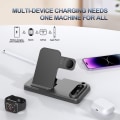 Miniatyrbilde 5 av 5: Ny Multifunksjonell Foldbar Mobiltelefon Stativ Trådløs Lading 10W Skrivebord Vertikal Rask Lading for Apple Klokker Hodetelefoner White