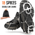 Miniatyrbillede 2 af 5: 18 Spikes Traction Stegjärn Kvinnor Män Antisladd issnögrepp med förvaringsväska för promenader, vandring, fiske, bergsklättring, Modell: Svart L