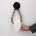 Pikkukuva 5 / 5: Vessapaperiteline, pyyhepidike hamppuköydelle kylpyhuoneeseen ja keittiöön, vessapaperiteline, WC-paperiteline (musta)