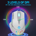 Pikkukuva 4 / 5: Langaton pelihiiri, langallinen ja langaton kaksoistila Ladattava RGB-pelihiiri 9 painikkeella, ergonominen ja 3 säädettävää DPI:tä (valkoinen)