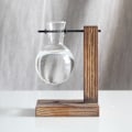 Miniatyrbild 1 av 5: Hydroponiska växtvaser Vintage Blomkruka Transparent Vas Träram Glas Retro A