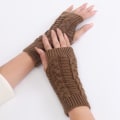 Miniatyrbillede 1 af 5: Nye Halvfingerhandsker Kvinde Efterår og Vinter Varme Fingerle Khaki style 2 Khaki style 2