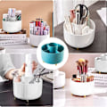 Miniatyrbillede 5 af 5: 360° Roterende Makeup Organizer Sminkbørsteholder med 5 rum til kosmetik Parfumesmykker til Sminkbord Soveværelse Badeværelse, Blå