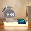Miniatyrbilde 1 av 4: 3 i 1 LED nattlys vekkerklokke trådløs hurtiglader atmosfærelamper sengelampe for bord skrivebordsklokke hjemmedekorasjon