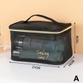 Miniatyrbillede 1 af 5: Mesh makeup-tasker Sort og hjerte kosmetisk taske Bærbar lynlås Sort Style 3 Black Style 3