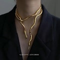 Miniatyrbild 3 av 8: Punk Snake Halsband Choker Justerbart Snake Armband Flexibel W Guld one size Gold one size