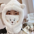 Pikkukuva 2 / 5: e Bear Ears Varm Mössa Vindtät Halsscarf Mössa Student Plus Cash vit one size white one size