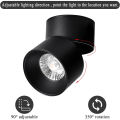 Miniatyrbillede 3 af 5: Justerbar loftslampe, stueloftslampe, 15W LED sort drejelig 3000K varm hvid, Ø90MM [Energiklasse A+], (sort), ladacèe