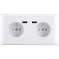 Pikkukuva 1 / 4: Seinäpistorasia EU-pistoke kaksois-USB-portilla puhelimen lataukseen, monitoiminen 250V