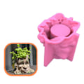 Miniatyrbillede 3 af 6: Blomsterpotte Form 3D Mand Ansigt Træstub Cementform Sukkulenter Håndlavede Håndværk Hjem Have Dekoration Værktøjer