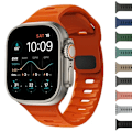 Pikkukuva 3 / 7: Silikonrem för Apple Watch Band 49mm 44mm 45mm 40mm 41mm 42mm 38mm Ultra 2 Sport Correa Armband iwatch Series 9 8 7 6 5 s orange gray-BOX