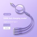 Miniatyrbild 1 av 5: Infällbar 100W USB C-kabel Snabbladdarkabel Typ C För Lila