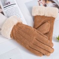 Miniatyrbilde 1 av 6: Kvinner Vinter Plysj Tykk Touch Driving Mocka Lær Mitten Ve F OneSize F OneSize