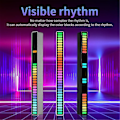 Miniatyrbillede 3 af 5: Rytm Lydstyret RGB-lys Musik Ambient Light 32 LED Farverig Lampe Type-c Genopladelig Sort Black