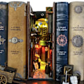 Miniatyrbillede 3 af 5: Træbogreolindsats Dekoration Gamle Gader Retro Bogreol En CDQ