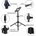 Miniatyrbilde 2 av 5: iPad-stativ, justerbar høyde iPad-holder & gulv iPad-stativ med 360° roterende iPad-feste