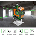 Miniatyrbillede 3 af 5: Laser Niveau, 4D 16 Linjer Laser Niveau 3° Nivelleringsværktøj med Selvnivellerende Funktion, Løfteplatform, Fjernbetjening og 2 Batterier, Orange