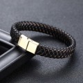 Miniatyrbilde 2 av 4: Lær armbånd med flettede fargede tråder i svart og hvitt