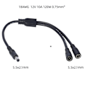 Miniatyrbillede 4 af 7: DC-strømsdeler-kabel 5,5x2,1mm/5,5x2,5mm 1 han til 2 hun strøm 5,5x2,1mm