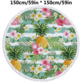 Miniatyrbillede 5 af 5: Rund strandhåndklæde Flamingo Print Mikrofiber Dekorative Kvaster Bærbar Picnic Tæppe Dug