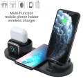 Miniatyrbillede 3 af 5: Ny Multifunktionel Trådløs Oplader 15W Seks-i-Én Mobiltelefon Skrivebordsstativ Hurtigoplader til Apple White