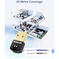 Miniatyrbillede 5 af 5: Bluetooth 5.4 USB-adapter til PC, hovedtelefoner, tastatur, smartphone, tablet, Windows 11/10/8.1/7 (Sort)
