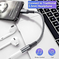 Pikkukuva 3 / 5: USB C 3,5 mm:n liitäntäadapteri - Tyyppi-c naar audio-muunnin Kuulokkeet Äänikaapeli Kuulokeliitäntään