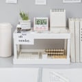 Miniatyrbilde 2 av 7: Multifunksjonelle hyller Dobbeltlags oppbevaringshylle Desktop Cosm white onesize white onesize