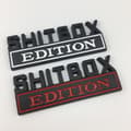 Miniatyrbillede 3 af 5: 1X 3D ABS-emblem SHITBOX EDITION Badge Bilhale side mærkat Sølv-Sort