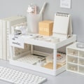 Miniatyrbilde 1 av 7: Multifunksjonelle hyller Dobbeltlags oppbevaringshylle Desktop Cosm white onesize white onesize