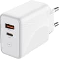 30W Snabbladdare med 2 Portar - PD20W + QC 3.0 kompatibel för iPhone 16 Pro, iPhone 16 Pro Max, iPhone 16 Plus, iPhone 15 Pro, 15 Plus - Vit