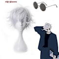 Pikkukuva 4 / 5: 2023-gojo Satoru Cosplay Peruukit Anime Jujutsu Kaisen Gojo Lyhyet Lämmönkestävät Synteettiset Hiukset Peruukkihatulla Juhla Peruukki Ilman Silmälappua wig and eyepatch