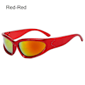 Miniatyrbild 1 av 11: Y2K Omlott Solglasögon Vintage Punk Goggle Glasögon Red-Red