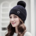 Miniatyrbillede 1 af 8: Vinter Tyk Varm Hue Forældre Barn Varm Strikket Vinter Ha Sort one size Black one size