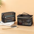 Miniatyrbillede 2 af 5: Mesh makeup taske Sort og hjerte kosmetisk taske Bærbar lynlås Sort Style 1 Black Style 1