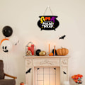 Pikkukuva 4 / 7: Halloween-seppele puinen riippuva kyltti taide käsityö seinä talon koristelu