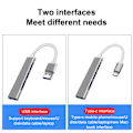 Pikkukuva 5 / 5: Mini USB Typ C Hub Adapter Multi Splitter 4in1 UltraSlim Super silver USB