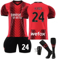 Miniatyrbillede 1 af 2: 23-24 AC Milan Hjemmefodboldtrøje Børn Voksen Jersey Nummer 24 Simon Kjær Add Socks and Pad #XS