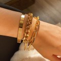 Miniatyrbilde 3 av 8: 1 sett Punk gullfarget armbånd for kvinner Trendy metallarmbånd Je 08 one size 8 one size