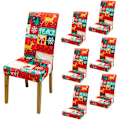 Miniatyrbild 1 av 8: 4/6-pack Julstolsöverdrag, 17,7 tum Stretchöverdrag för Matstolar, Julgransdekoration 6pcs #-2