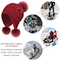 Pikkukuva 3 / 5: Naisten neulottu pipo, lämmin talvipipo Pom Pom Bobble Hat -tyylillä tuulenpitävillä korvaläpillä (punainen)