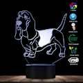 Miniatyrbillede 3 af 5: Basset Hound 3D Optisk Illusion Natlampe USB Hundedyr