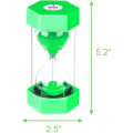 Miniatyrbild 7 av 7: SuLiao Timglas 3 minuter Grön, Äggklockor Timer, Färgglad Timglas, Timglas Sand Timmar För Barn Skola, Barn Tandborstning, Kita, Kontor 1min