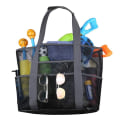 Miniatyrbillede 3 af 5: 8 lommer sommer stor strandtaske mesh slidstærk strandtaske vandtæt sort Black